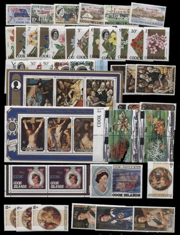 COOK ISLANDS 1966-1988 COLLECTION ON BLACK PAGE MNH topicals include paintings f Cover