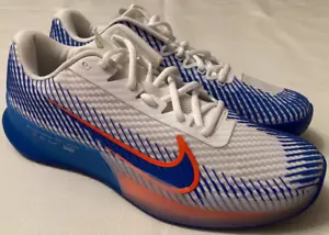 Mens 10.5 Nike Court Air Zoom Vapor 11 HC White Royal Tennis Shoes DR6966-105 - Picture 1 of 12
