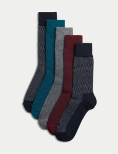 Men’s 5 Pack Cotton Rich Freshfeet Socks by Marks and Spencer BNWT - Picture 1 of 4