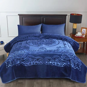 Microplush Blanket Floral Embossed Heavy Thick 9 Pounds Bed Blankets 85x95 King - Picture 1 of 53