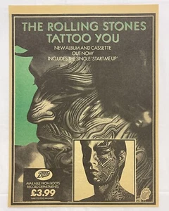 Original 1981 Rolling Stones TATTOO YOU Poster Boots Record Department AD - Picture 1 of 14