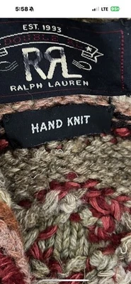 Cárdigan tejido a mano RRL Ralph Lauren Southwestern mezcla de lana lino-HOMBRE-M Foto 1 de 4