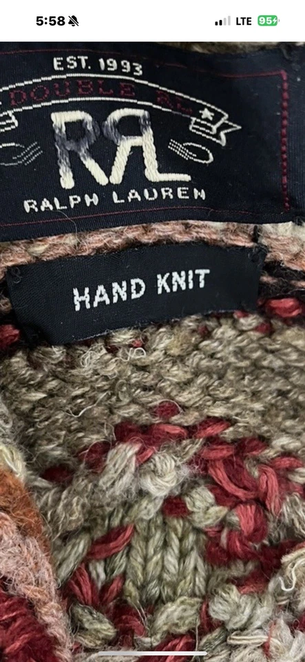 Cárdigan tejido a mano RRL Ralph Lauren Southwestern mezcla de lana lino-HOMBRE-M Foto 1 de 4