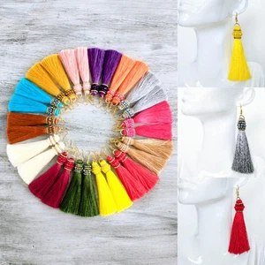 Pendientes de borla con cuentas facetadas de cristal y chapadas en oro hechos a mano - Imagen 1 de 47