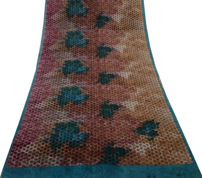 Sushila Vintage Multi-Color Saree 100% Pure Georgette Silk Printed Craft Fabric - Image 1 of 4