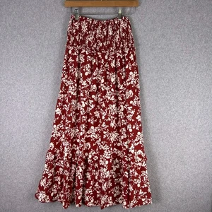 Zara Maxirock Damen X-Small Terrakotta Leinenmischung gesmokte Taille Stufen Boho - Bild 1 von 9