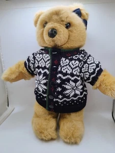 Vintage LL Bean Ellie orsacchiotto peluche cardigan maglione tote bag  - Foto 1 di 5