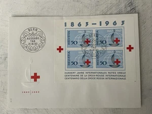 Switzerland 1963 International  Red Cross Minisheet Plate 2  PTT FDC Bern SHS - Picture 1 of 2