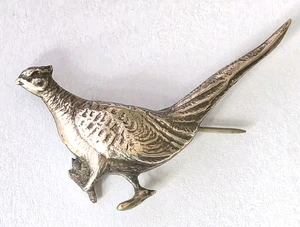 Antiguo broche victoriano de faisán de metal blanco  - Imagen 1 de 4