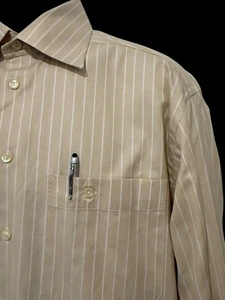 Eton Of Sweden Hemd Herren 40 15,75 Taschen Twill beige Nadelstreifen Knopf - Bild 1 von 7