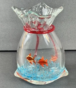 Art Glass Fish In Plastic Bag Art Glass Figurine  - Picture 1 of 11