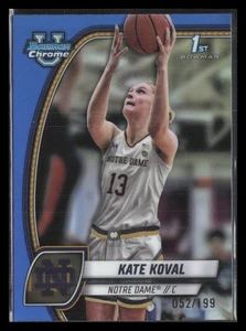 2024-25 Bowman University Chrome #42 Kate Koval rifrattore blu #/199 - Foto 1 di 2