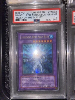 PSA 10 GEM MINT Elemental Hero Aqua Neos POTD-EN031 1st EDITION - Image 1 of 4