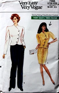 Vogue 7395 Misses ungefütterte Jacke, Rock & Hose Muster - Größen 18-20-22 - Bild 1 von 2