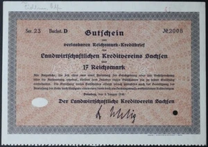 17 Reichsmark 1930 - Dresde / Alemania Bono de Préstamo - Serie: 2008 - "W157" - Imagen 1 de 4