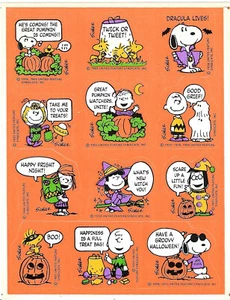 Snoopy Halloween Stickers Hallmark Peanuts Great Pumpkin Vintage Schultz NEW - Picture 1 of 1