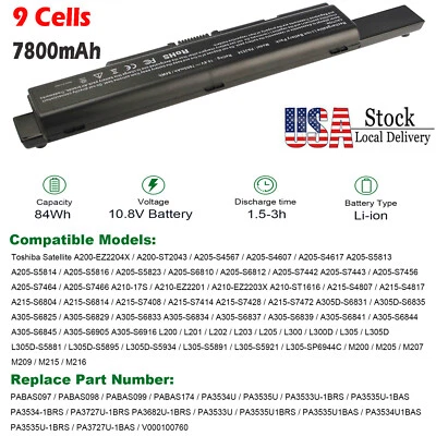 NUEVA batería 9 celdas PA3534U-1BRS para Toshiba PA3533U-1BRS TS-A200 L300 L305D-S5974 Foto 1 de 4