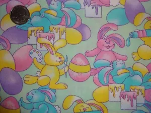 Ostern Malerei Hasen Mini Springs Industries Baumwolle Quilt Stoff 1 2/3 Yard - Bild 1 von 4