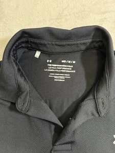 Under Armour Polo Mens Medium Black Short Sleeve Golf Shirt Performance Stretch - Picture 1 of 6
