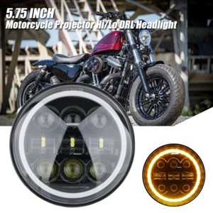 5.75" 5-3/4 LED Scheinwerfer mit Halo Angel Eye E-Geprüft Für Harley Motorrad - Bild 1 von 12