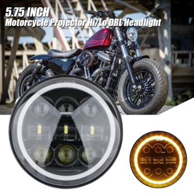 5.75" 5-3/4 LED Scheinwerfer mit Halo Angel Eye E-Geprüft Für Harley Motorrad - Bild 1 von 4