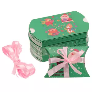 50 Stück Kissenschachteln 3,5 x 2,8 x 1 Zoll Geschenkboxen mit Muster, grün - Bild 1 von 6