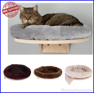 Wall Mounted Cat Pet Bed Robust Solid Wood - Cream, Chocolate, Burgundy or Grey - Picture 1 of 14