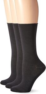 HUE 269882 Women's Cotton 3 Pair Pack Jean Crew Socks Black Size OS