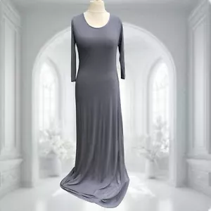 Maxi Vestido Jersey Peruvian Connection Gris Cuello Redondo Grande Extra Largo - Imagen 1 de 2
