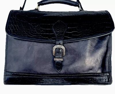 Brighton сумка компьютер портфель крокодила выбитая кожа сумка с короткими ручками бизнес черный - Изображение 1 из 4