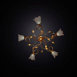 Plafoniera classica in ferro battuto foglia oro a 5 luci BGA 2990-5 - Imagen 1 de 1