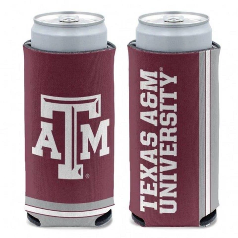 Texas A&M Aggies 12oz Slim Can Cooler [NEW] NCAA Beer Seltzer Coozie Claw Holder Cover