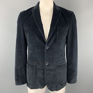 DANIELE ALESSANDRINI Size M Navy Corduroy Cotton / Elastane Sport Coat
