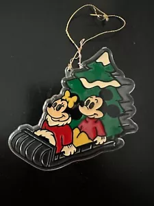 Disney Mickey Minnie Christbaumschmuck Vintage Kunststoff Schlitten - Bild 1 von 7