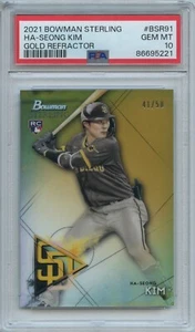PSA 10 2021 BOWMAN STERLING GOLD REFRACTOR #BSR91 HA-SEONG KIM RC /50 **POP 3** - Picture 1 of 2