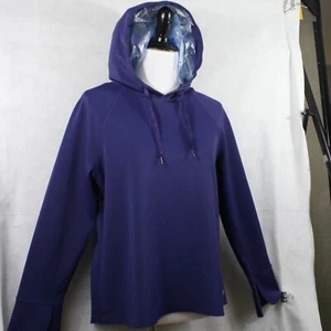 Apana Blue Polyester Blend Stretch Blouse with Hood SZ M EUC - Picture 1 of 10