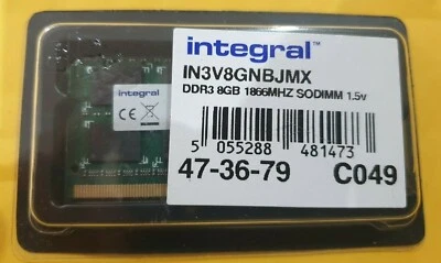 NEW 8GB Integral RAM MEMORY DDR3-PC3L-1866MHz IN3V8GBBJMX 1.5v in Original Pack - Image 1 of 4