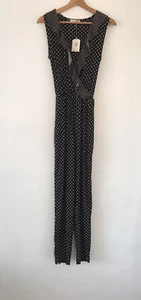 Oasis Jumpsuit Black Polka Dots Sleeveless Polyester Size M RRP £45 Womens - Picture 1 of 5