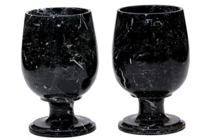 Juego de 2 vasos de vino de mármol hechos a mano de 10 oz - Imagen 1 de 17