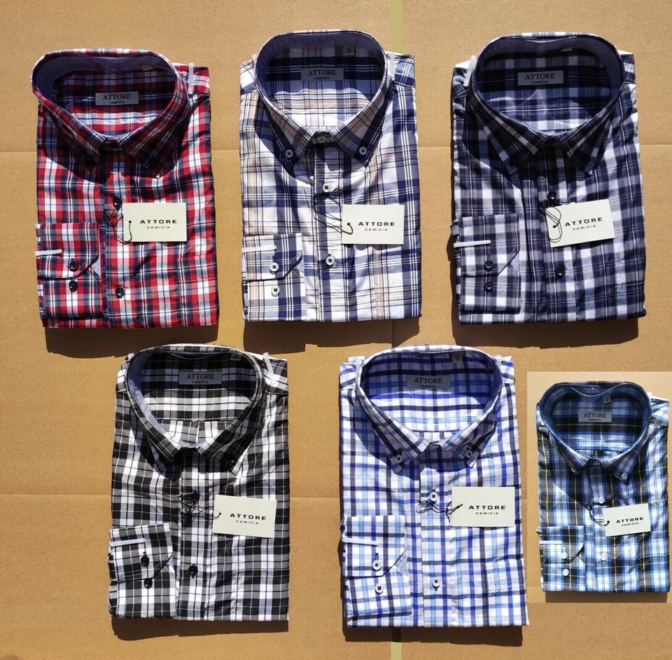 Attore Camicia Uomo Manica Lunga Classica Regular F Cotone 100% Taschino 39/44 - Immagine 1 di 1