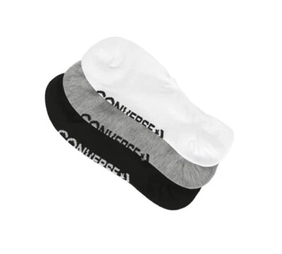 Pack de 3 calcetines ultra bajos CONVERSE para mujer talla 4-10 hechos para mandriles blanco gris negro Foto 1 de 4