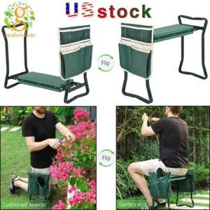 NUEVO Asiento de Rodilla de Jardín con Almohadilla de Arrodilla y Bolsa de Herramientas Banco Plegable Portátil - Imagen 1 de 12