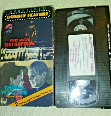 Vhs  Sci Fi Horror Double Feature! Metropolis things to come! Vintage Foto 1 de 2
