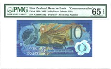 New Zealand 10 Dollars 2000 "Commemorative" PMG 65 EPQ POLYMER