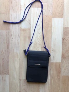 Nine West Black Fabric Zip Snap Wallet Billfold Passport Travel Case Body Wallet - Picture 1 of 10