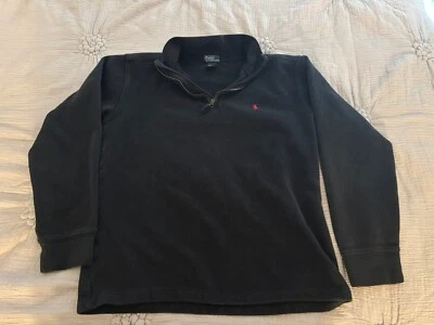 Polo Ralph Lauren Boys Large (14-16) Quarter Zip Sweater in Black with Red Pony - Image 1 of 4