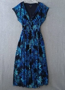 Kate & Lily Dress Womens 8 Blue Floral Pattern V-Neck Pockets Casual Maxi Dress - Picture 1 of 16