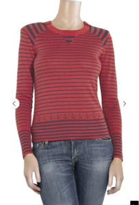 MARC By MARC JACOBS Red Silk Blend Crimson Nautical Striped Sweater Size Medium - Picture 1 of 8