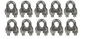 Cable Clamps 1/8” U-Bolts Galvanized Wire Rope Clamps Clips 10 Pack  - Picture 1 of 4