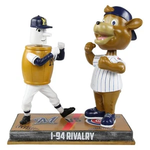 Milwaukee Brewers Chicago Cubs Barrelman Clark Mascota I-94 Rivalidad Bobblehead - Imagen 1 de 3